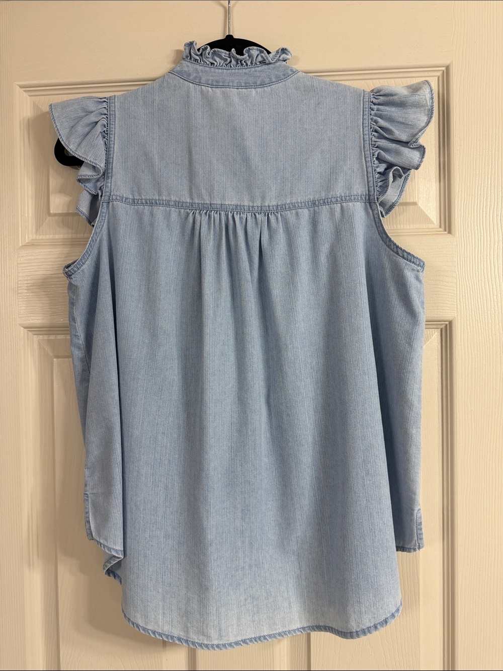 SSYS Denim Ruffle Top Large - Picture 3 of 5